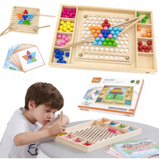 Drevená Hračka s Guľôčkami Montessori Puzzle Chyť a Zlaď